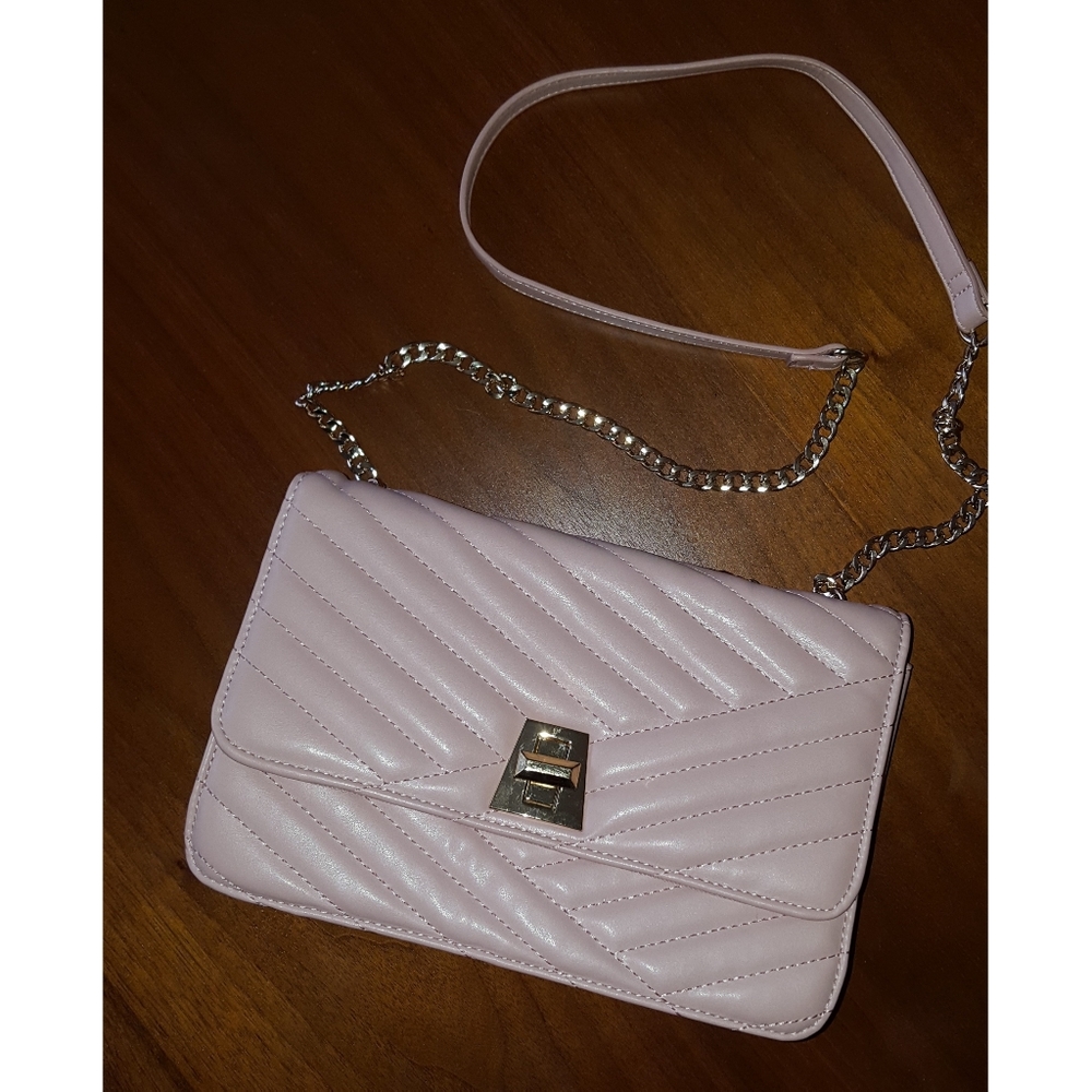 PINK QUILTED CROSSBODY BAG